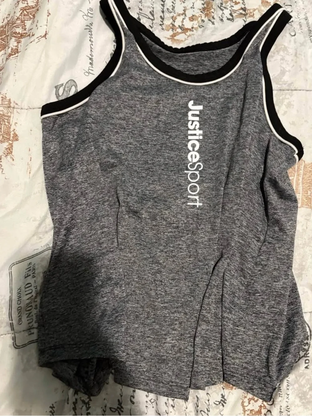 Justice Grey Tank Top with Black Trim
